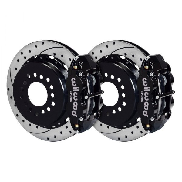 Wilwood® - Street Performance Drilled and Slotted Rotor Forged Narrow Superlite Caliper Rear Brake Kit with Snap Ring Bearing