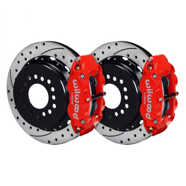 Wilwood® - Street Performance Drilled and Slotted Rotor Forged Narrow Superlite Caliper Rear Brake Kit with Snap Ring Bearing