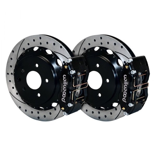 Wilwood® - Street Performance Drilled and Slotted Rotor DynaPro Caliper Rear Brake Kit for OE Parking Brakes