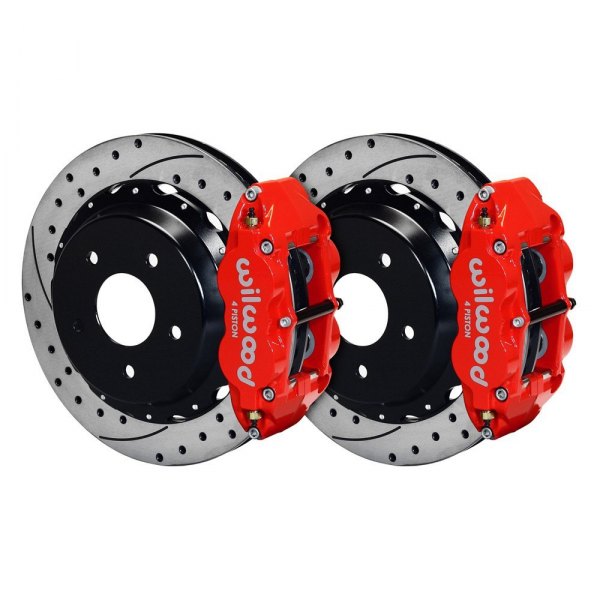 Wilwood® - Street Performance Drilled and Slotted Rotor Forged Narrow Superlite Caliper Rear Brake Kit for OE Parking Brakes
