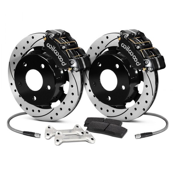 Wilwood® - Front Drag Race SRP Drilled and Slotted Narrow Dynapro 4 Piston Radial Mount Front Brake Kit