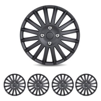 Winjet® - 15" 16-Spokes 5019 Style Black Matte Hubcaps Wheel Covers