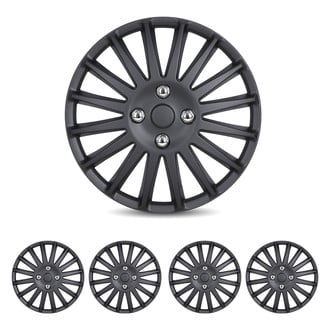 Winjet® - 16" 16-Spokes 5019 Style Black Matte Hubcaps Wheel Covers