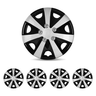 Winjet® CHB-5051-DP-15 - 15" 7-Slot 5051 Style Silver Lacquer and Black Lacquer Hubcaps Wheel Covers