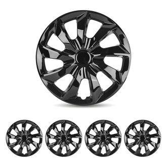 Winjet® - 14" 9-Spokes 5084 Style Black Lacquer Hubcaps Wheel Covers