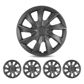 Winjet® - 16" 9-Spokes 5084 Style Black Matte Hubcaps Wheel Covers
