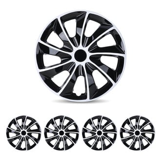 Winjet® - 17" 9-Spokes 5084 Style White Lacquer and Black Lacquer Hubcaps Wheel Covers