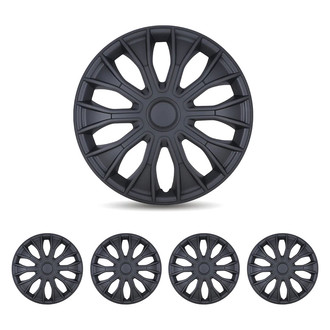 Winjet® - 14" 10-Spokes 5086 Style Black Matte Hubcaps Wheel Covers