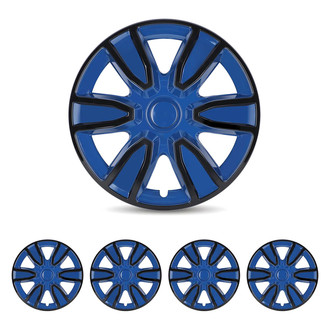 Winjet® - 15" 6-Spokes 5087 Style Black Lacquer and Blue Lacquer Hubcaps Wheel Covers