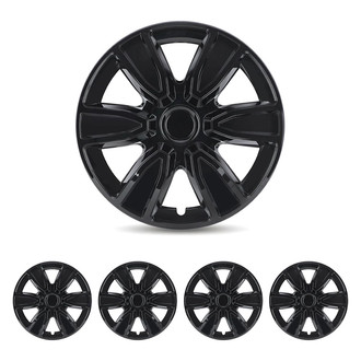 Winjet® - 14" 6-Spokes 5087 Style Black Lacquer Hubcaps Wheel Covers