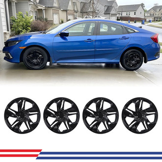 Winjet® - 16" 5 Double-Spokes 5103 Style Black Lacquer Hubcaps Wheel Covers