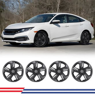 Winjet® - 16" 5 Double-Spokes 5103 Style Black Matte Hubcaps Wheel Covers
