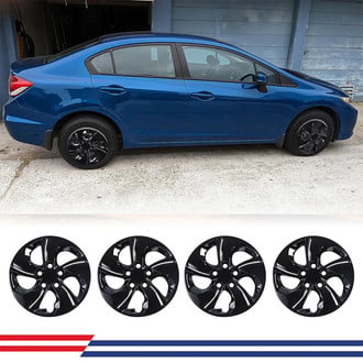 Winjet® - 15" 5-Spokes 5105 Style Black Lacquer Hubcaps Wheel Covers