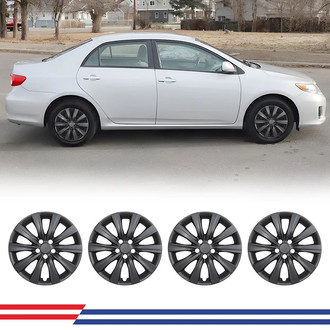 Winjet® - 16" 10-Spokes 5109 Style Black Matte Hubcaps Wheel Covers