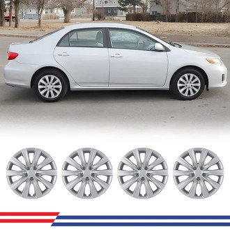 Winjet® - 16" 10-Spokes 5109Z Style Lacquer Hubcaps Wheel Covers with Decorative Screws