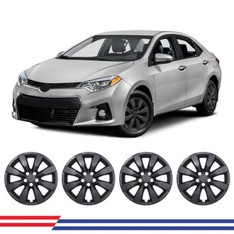 Winjet® - 16" 8-Spokes 5110 Style Black Matte Hubcaps Wheel Covers