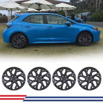 Winjet® - 16" 8 Y-Spokes 5111Z Style Black Matte Hubcaps Wheel Covers with Decorative Screws