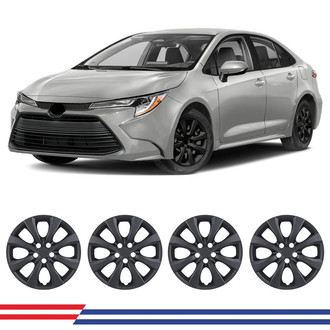 Winjet® - 16" 8-Spokes 5112 Style Black Matte Hubcaps Wheel Covers