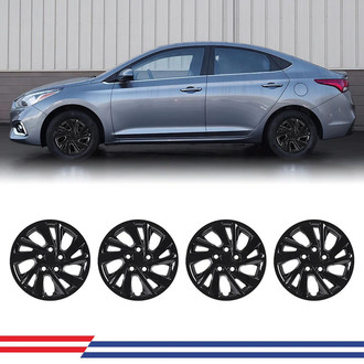 Winjet® - 15" 5119 Style Black Lacquer Hubcaps Wheel Covers
