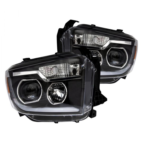 Winjet® - Black Sequential LED DRL Bar Projector Headlights, Toyota Tundra