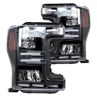 Winjet® - Driver and Passenger Side Black Sequential DRL Bar Projector LED Headlights