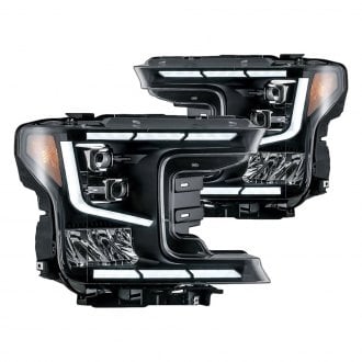 Winjet® - Driver and Passenger Side Black/Smoke Sequential DRL Bar Projector LED Headlights