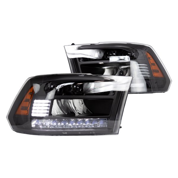 Winjet® - Black Projector LED Headlights with Sequential Turn Signal