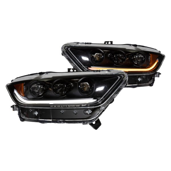 Winjet® - Gloss Black Sequential DRL Bar Projector LED Headlights