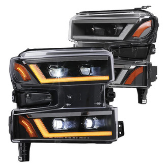Winjet® - Driver and Passenger Side Matte Black Sequential DRL Bar Projector LED Headlights