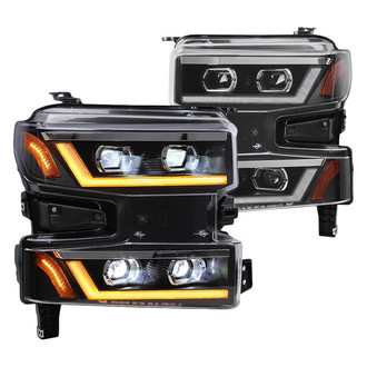 Winjet® - Driver and Passenger Side Gloss Black Sequential DRL Bar Projector LED Headlights