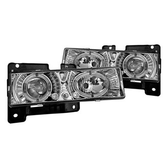 Winjet® - Driver and Passenger Side Chrome Halo Projector Headlights with Parking LEDs