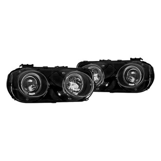 Winjet® - Driver and Passenger Side Black Halo Projector Headlights
