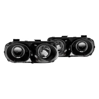 Winjet® - Driver and Passenger Side Black Halo Projector Headlights