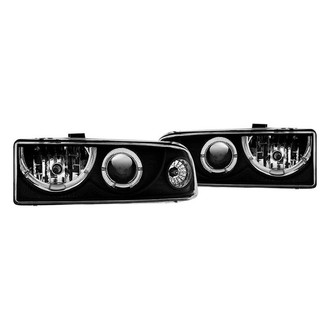 Winjet® - Driver and Passenger Side Black/Chrome Halo Projector Headlights