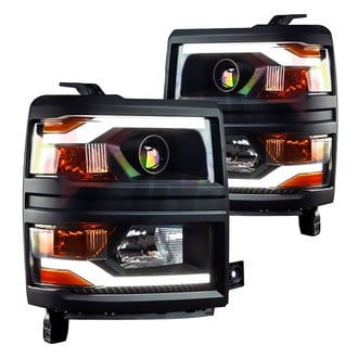 Winjet® - Driver and Passenger Side Black LED DRL Bar Projector Headlights
