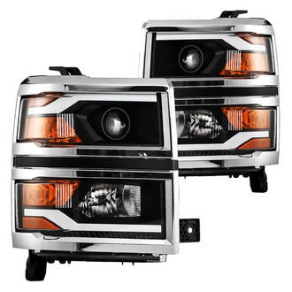 Winjet® - Driver and Passenger Side Black LED DRL Bar Projector Headlights
