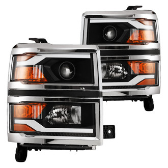 Winjet® - Driver and Passenger Side Black LED DRL Bar Projector Headlights