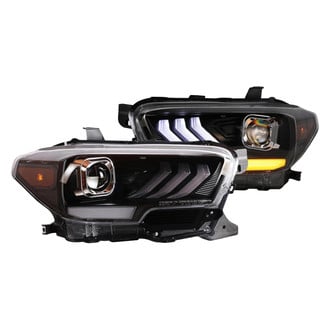 Winjet® - Driver and Passenger Side Matte Black DRL Bar Projector LED Headlights