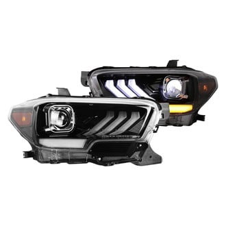 Winjet® - Driver and Passenger Side Gloss Black DRL Bar Projector LED Headlights
