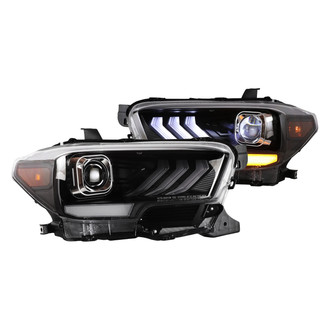 Winjet® - Driver and Passenger Side Matte Black DRL Bar Projector LED Headlights with Sequential Turn Signal