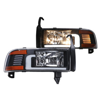 Winjet® - Driver and Passenger Side Black LED Light Tube Headlights