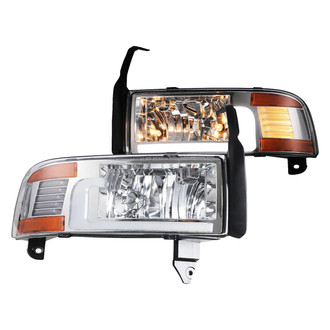 Winjet® - Driver and Passenger Side Chrome LED Light Tube Headlights