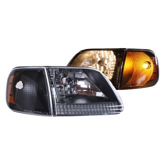 Winjet® - Driver and Passenger Side Black Headlights with Turn Signal/Corner Lights