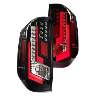 Winjet® - Renegade Driver and Passenger Side Gloss Black Fiber Optic LED Tail Lights