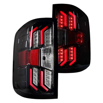 Winjet® CTRNG0383-GBC-RG - Renegade Driver and Passenger Side Gloss Black Fiber Optic LED Tail Lights