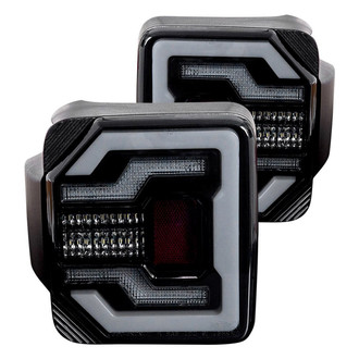 Winjet® - Renegade Driver and Passenger Side Black/Smoke Sequential Fiber Optic LED Tail Lights