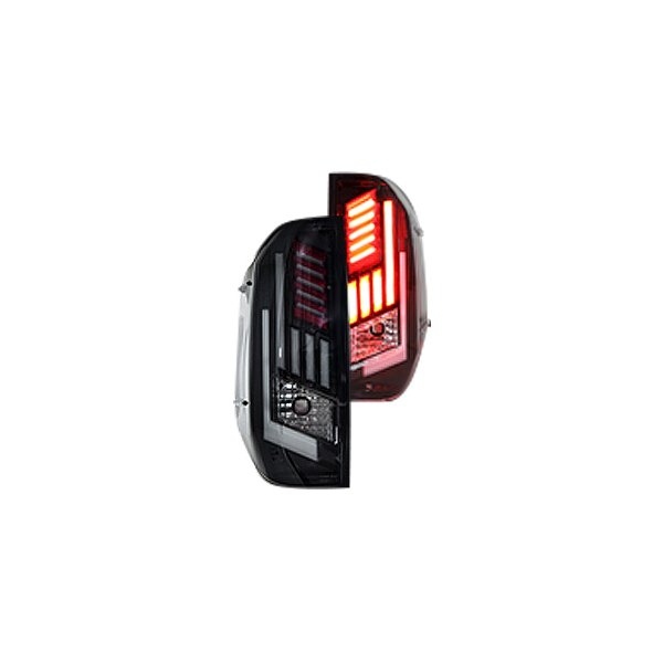 Winjet® - Renegade Black/Smoke Sequential Fiber Optic LED Tail Lights, Toyota Tundra