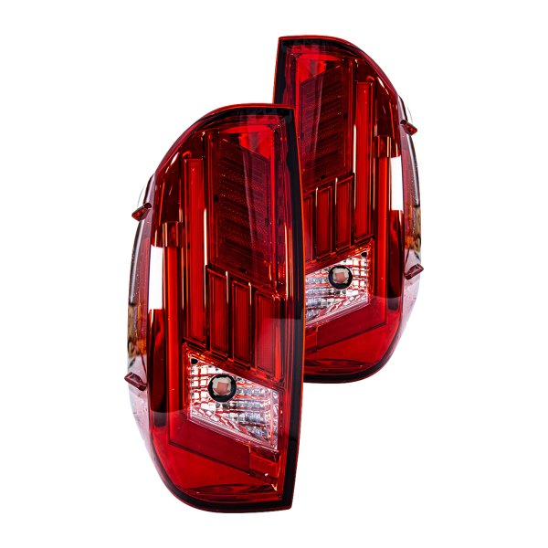 Winjet® - Renegade Chrome/Red Sequential Fiber Optic LED Tail Lights, Toyota Tundra