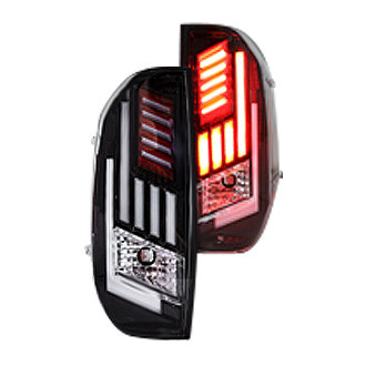 Winjet® - Renegade Driver and Passenger Side Gloss Black Sequential Fiber Optic LED Tail Lights