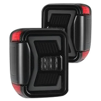 Winjet® - Renegade Driver and Passenger Side Black/Smoke Sequential Fiber Optic LED Tail Lights